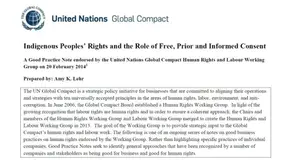 [UN Global Compact-Good Practice Note] Indigenous Peoples’ Rights and the Role of Free, Prior and Informed Consent