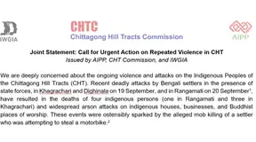Joint Statement: Call for Urgent Action on Repeated Violence in CHT