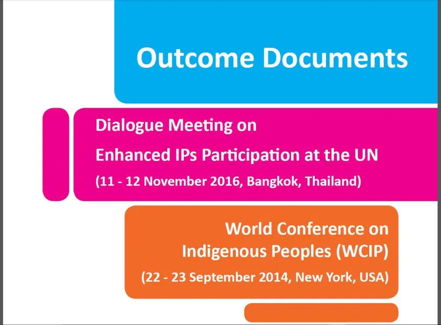 Outcome Documents: Dialogue Meeting on Enhanced IPs Participation at the UN and the World Conference on Indigenous Peoples (WCIP)