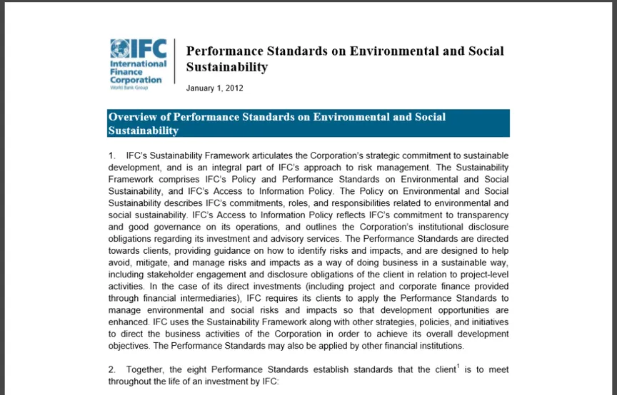 [ IFC ] Performance Standards on Environmental and Social Sustainability