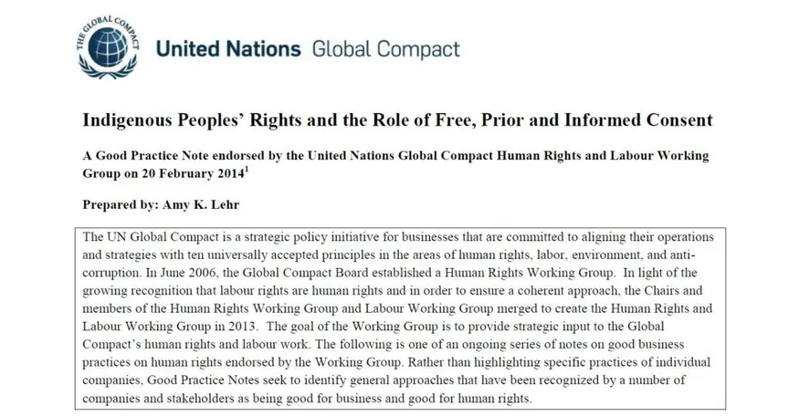 [UN Global Compact-Good Practice Note] Indigenous Peoples’ Rights and the Role of Free, Prior and Informed Consent