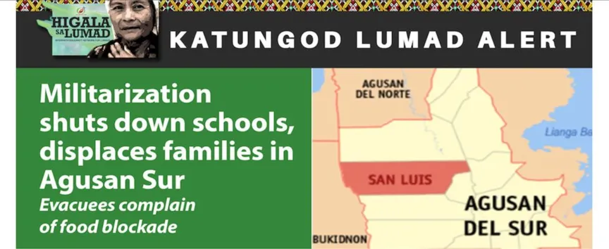 Philippines: Militarization shuts down schools, displaces families in Agusan del Sur; Evacuees complain of food blockade