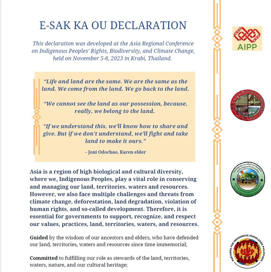 E-SAK KA OU DECLARATION